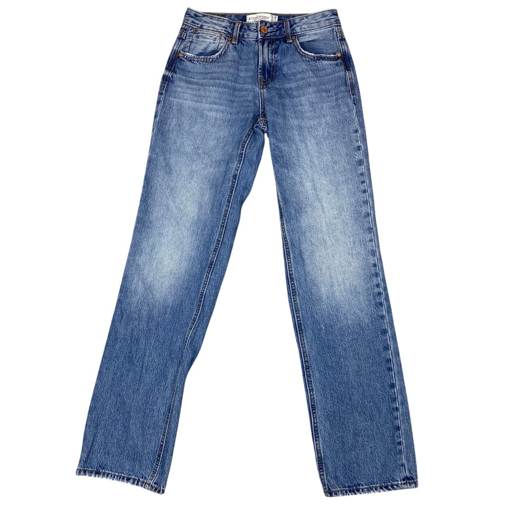 stradivarius Straight Leg Jeans - Light Blue Wash